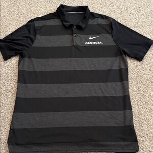 Nike Men's UGA Black and Gray Striped Polo Shirt